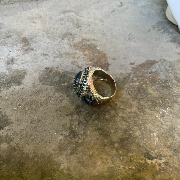 Silver Sapphire Stone Mens Ring - Picture 10 of 12